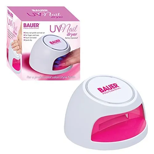 Bauer Professional 38750 Quick Dry UV Nail Lamp / Touch Activated Nails Dryer / Battery Operated & Portable / Works On Both Fingers & Toes / Salon Quality Finishes