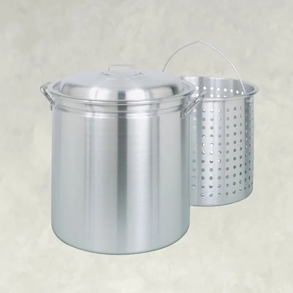 Bayou Classic 4042 Stock Pot with Basket, 42 qt Capacity, Aluminum, Riveted Handle