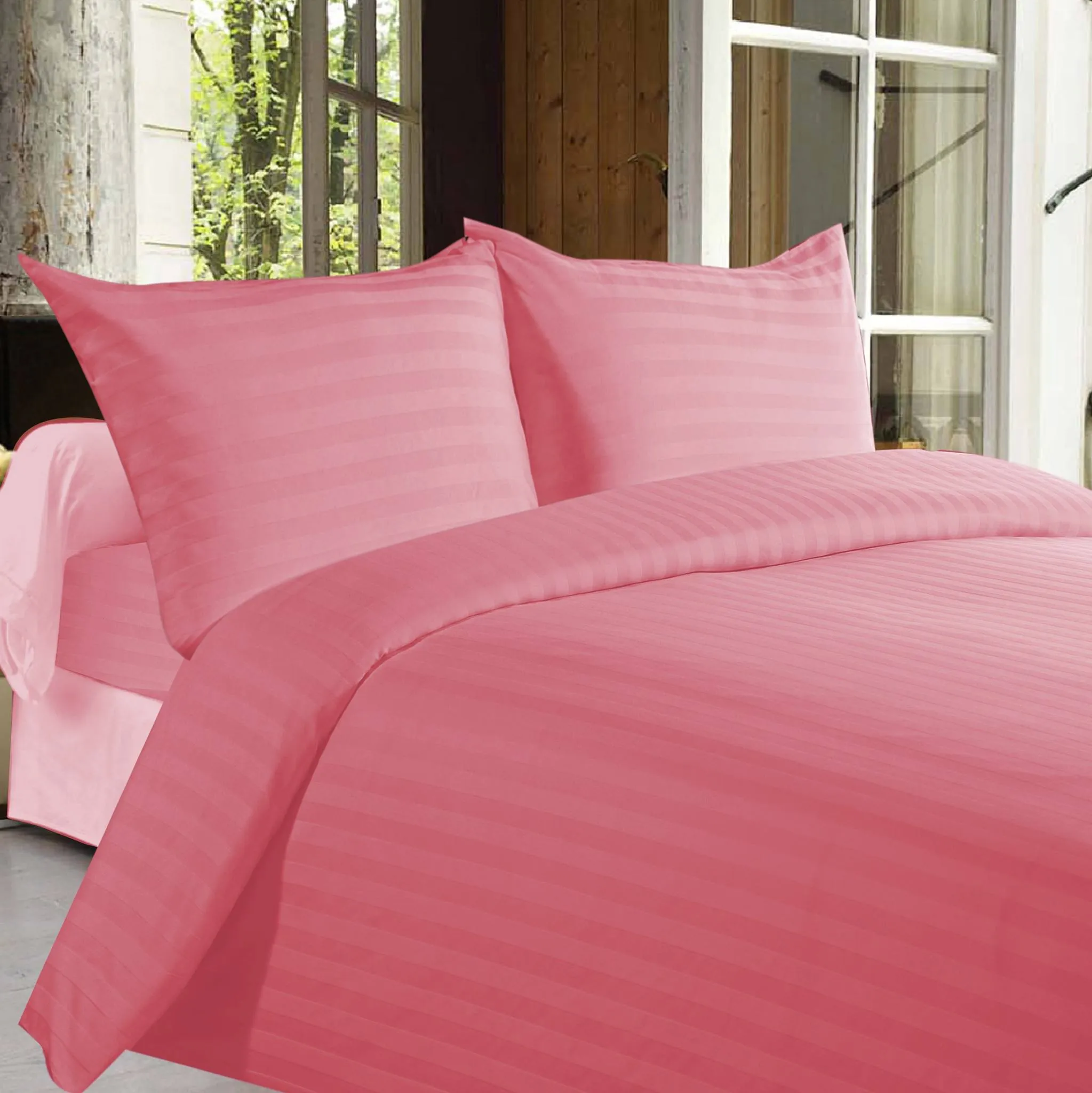 Bed Sheets with Stripes 300 Thread count - Dusty Rose