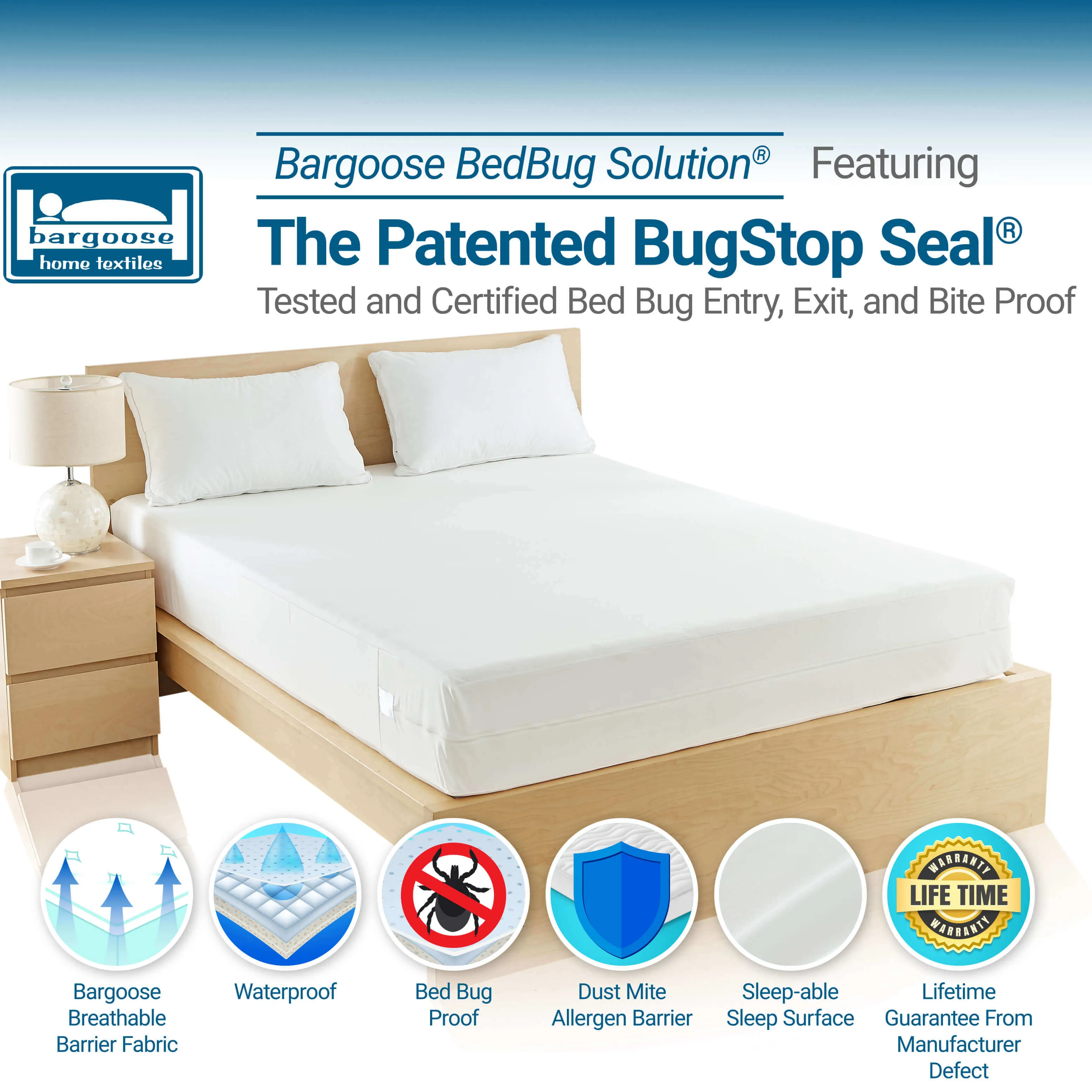 BedBug Solution™ Hybrid Zippered Mattress Encasing - Stretches To Fit 9-12" Mattresses