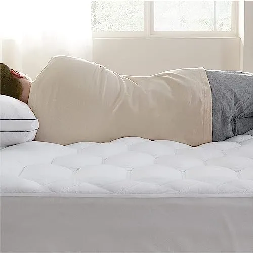 Bedsure Twin XL Mattress Pad Dorm Bedding - Soft Mattress Cover for College, Extra Long Twin Quilted Mattress Protector with Deep Pocket Fits up to 21", Breathable Fluffy Pillow Top (White, 39"x80")