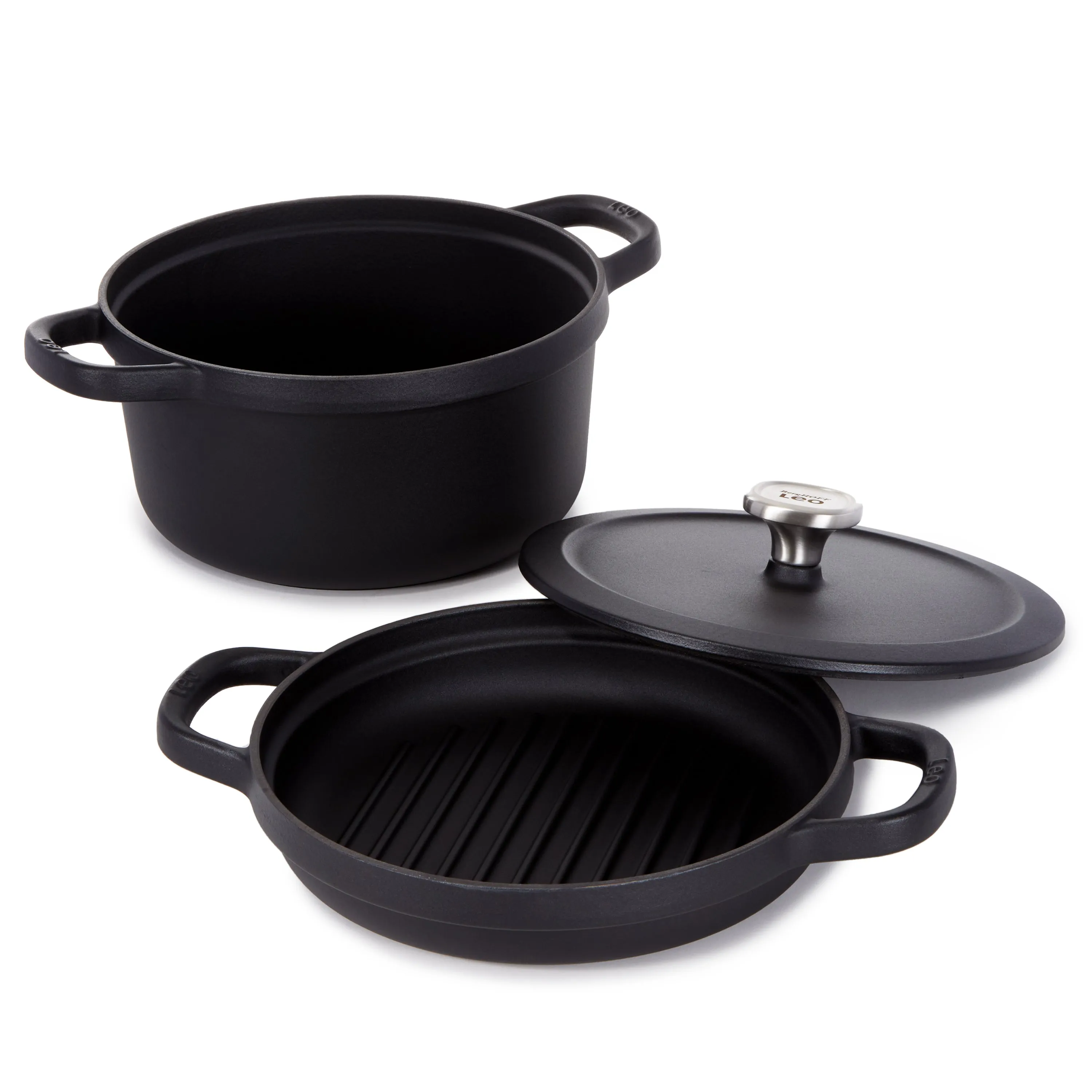 BergHOFF Leo Graphite 3Pc Enamel Cast Iron Cookware Set