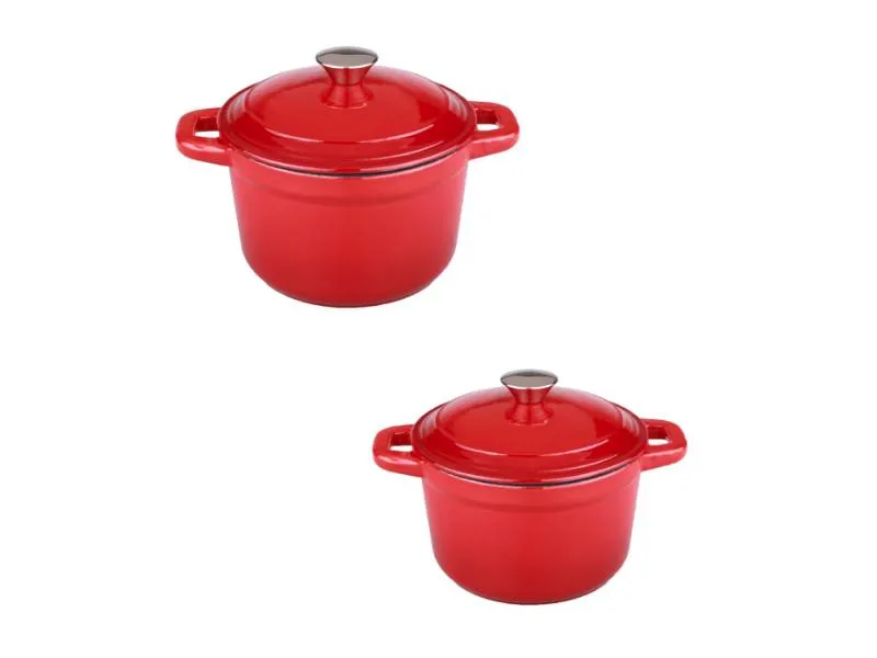 BergHOFF Neo 4pc Cast Iron Cookware Set, 3qt. & 7qt., Red