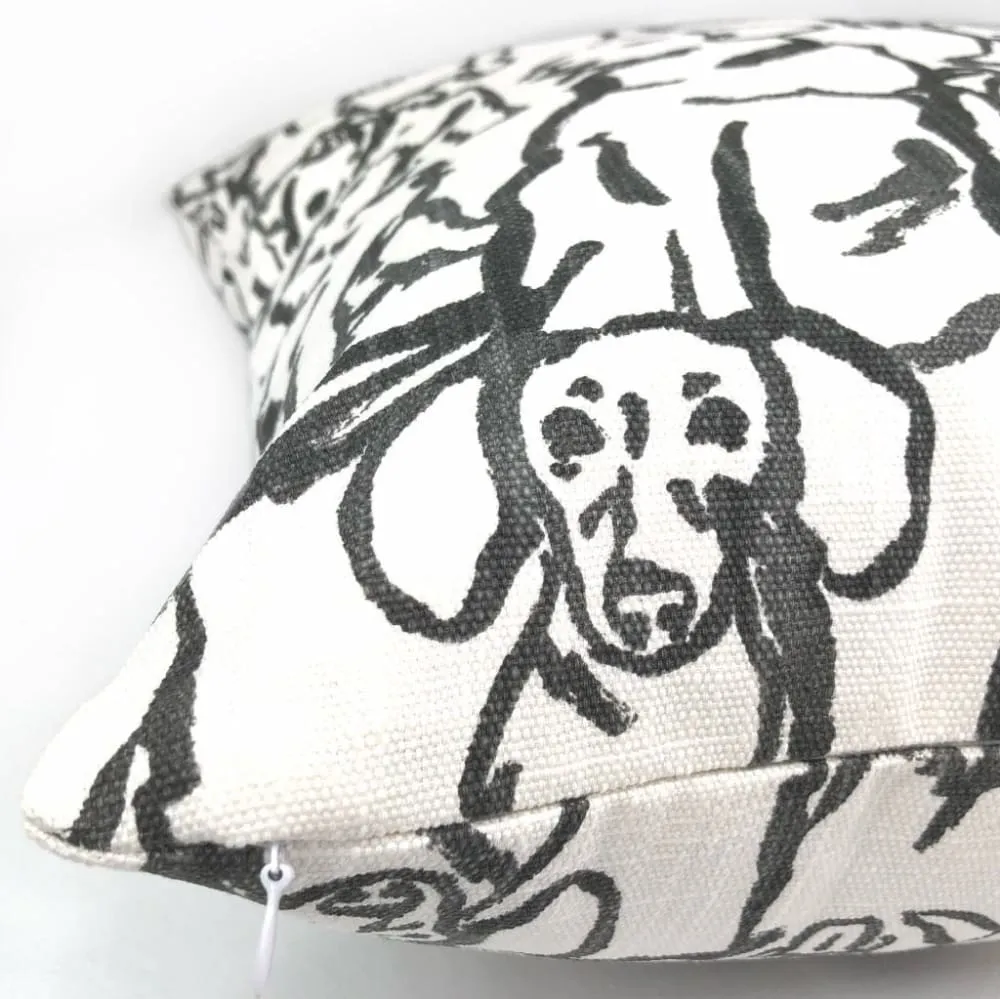 Best Friends Black & White Dogs Print Pillow Cover (Lacefield Designs fabric)