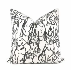 Best Friends Black & White Dogs Print Pillow Cover (Lacefield Designs fabric)