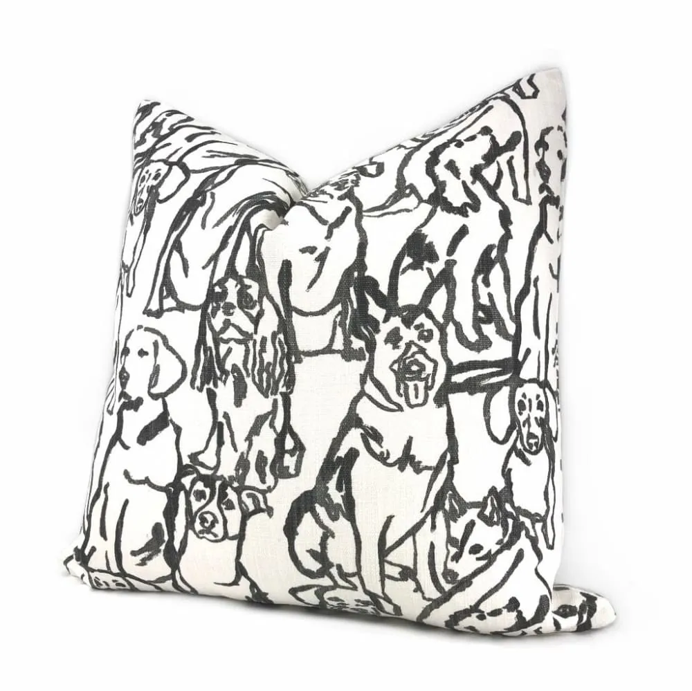 Best Friends Black & White Dogs Print Pillow Cover (Lacefield Designs fabric)