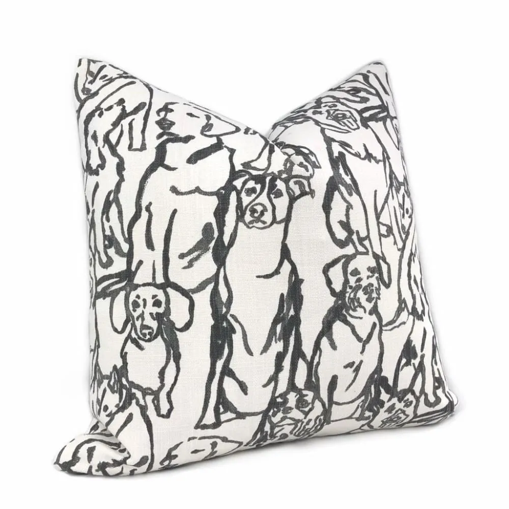 Best Friends Black & White Dogs Print Pillow Cover (Lacefield Designs fabric)