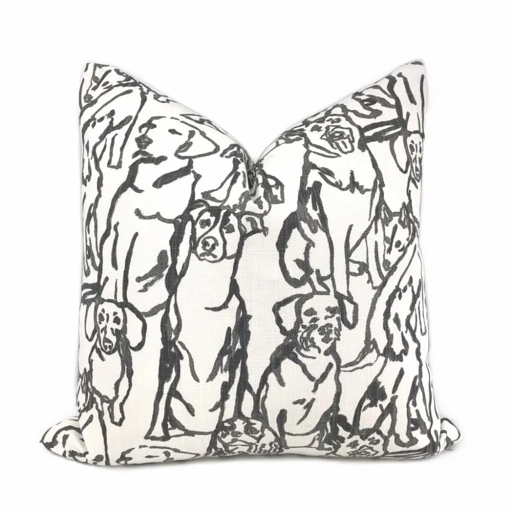 Best Friends Black & White Dogs Print Pillow Cover (Lacefield Designs fabric)