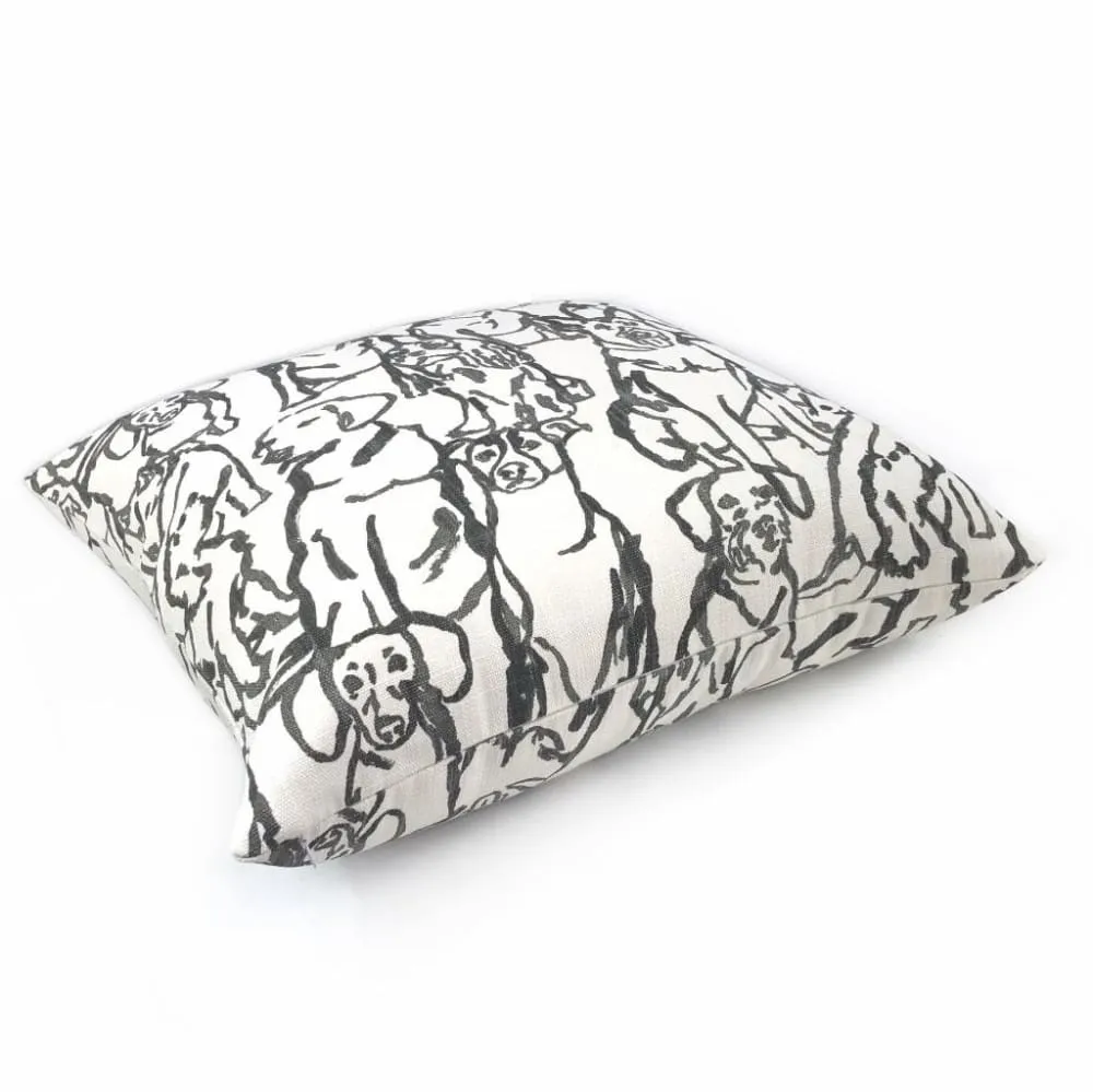 Best Friends Black & White Dogs Print Pillow Cover (Lacefield Designs fabric)