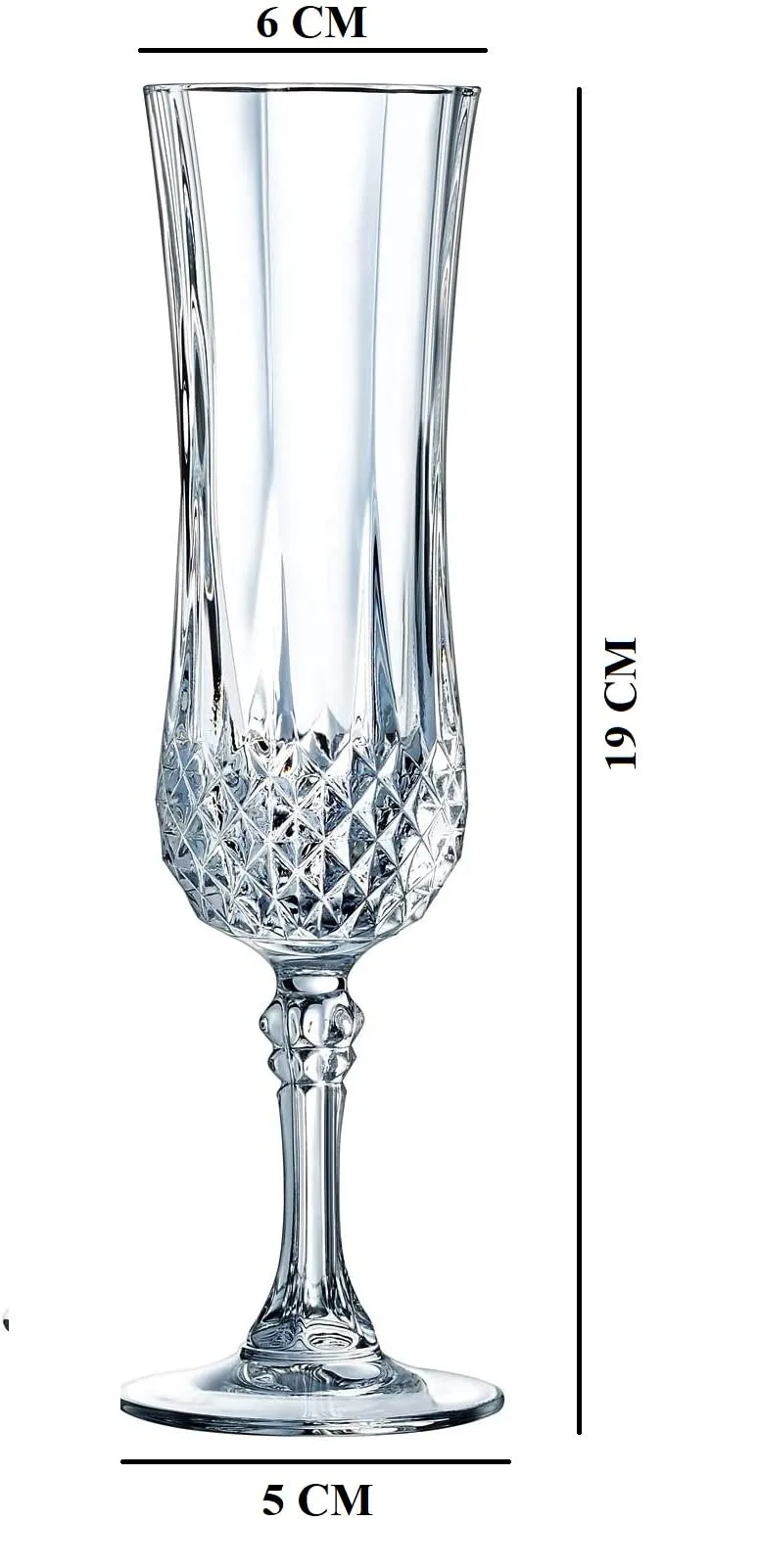 BINZO Glass Elegant Luxury Champagne Flute Glasses | Set of 6, 160 ml | Tall Slim Wine Glasses