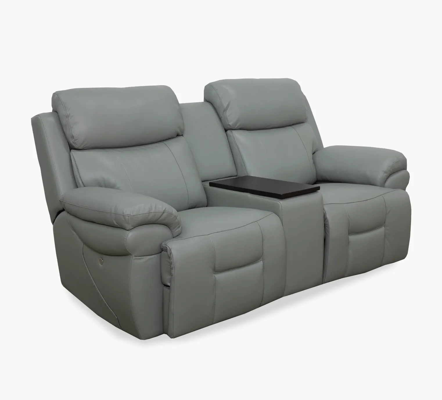 Bishop Jade Leather Zero Gravity Triple Power Reclining Console Loveseat