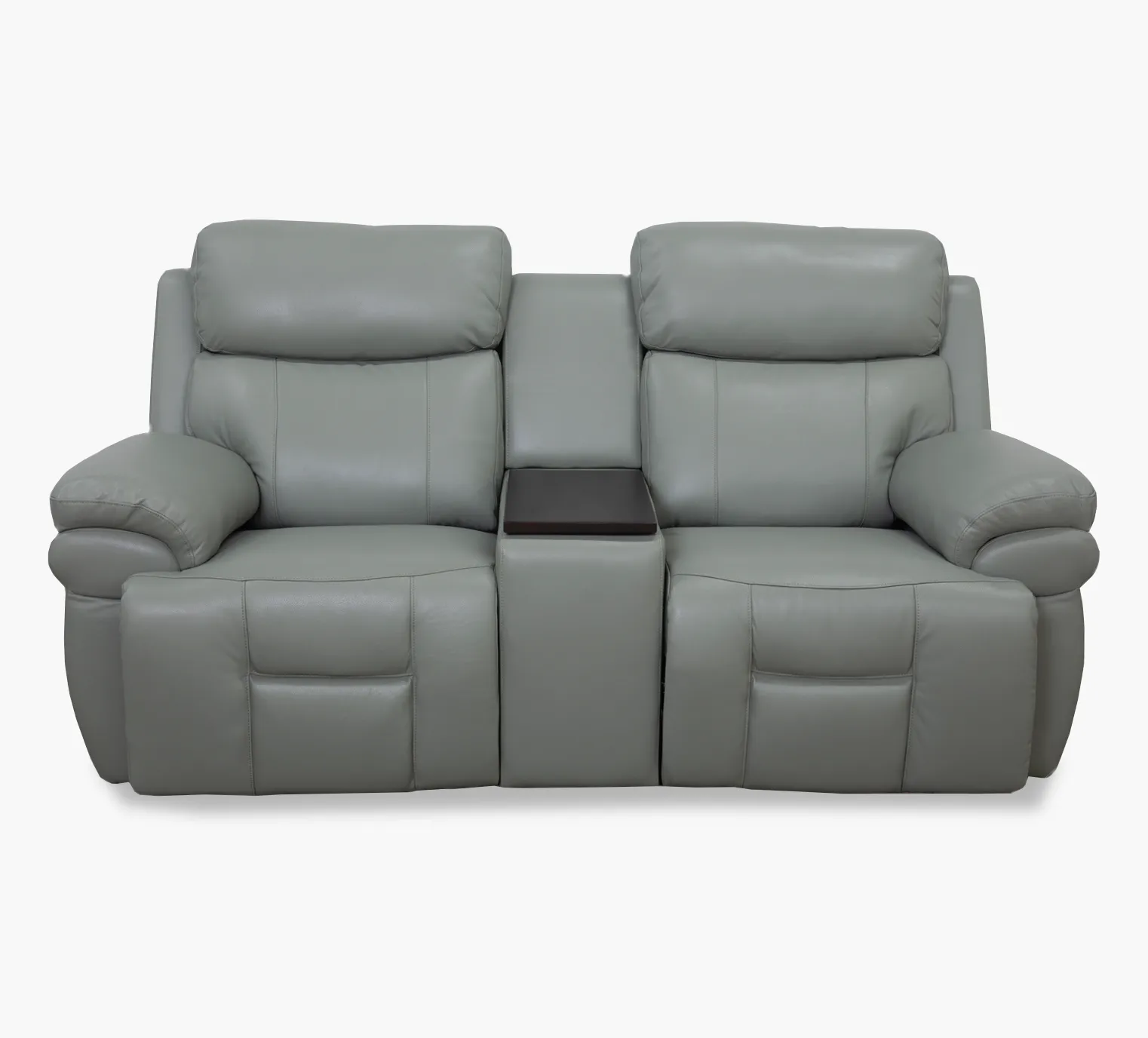 Bishop Jade Leather Zero Gravity Triple Power Reclining Console Loveseat