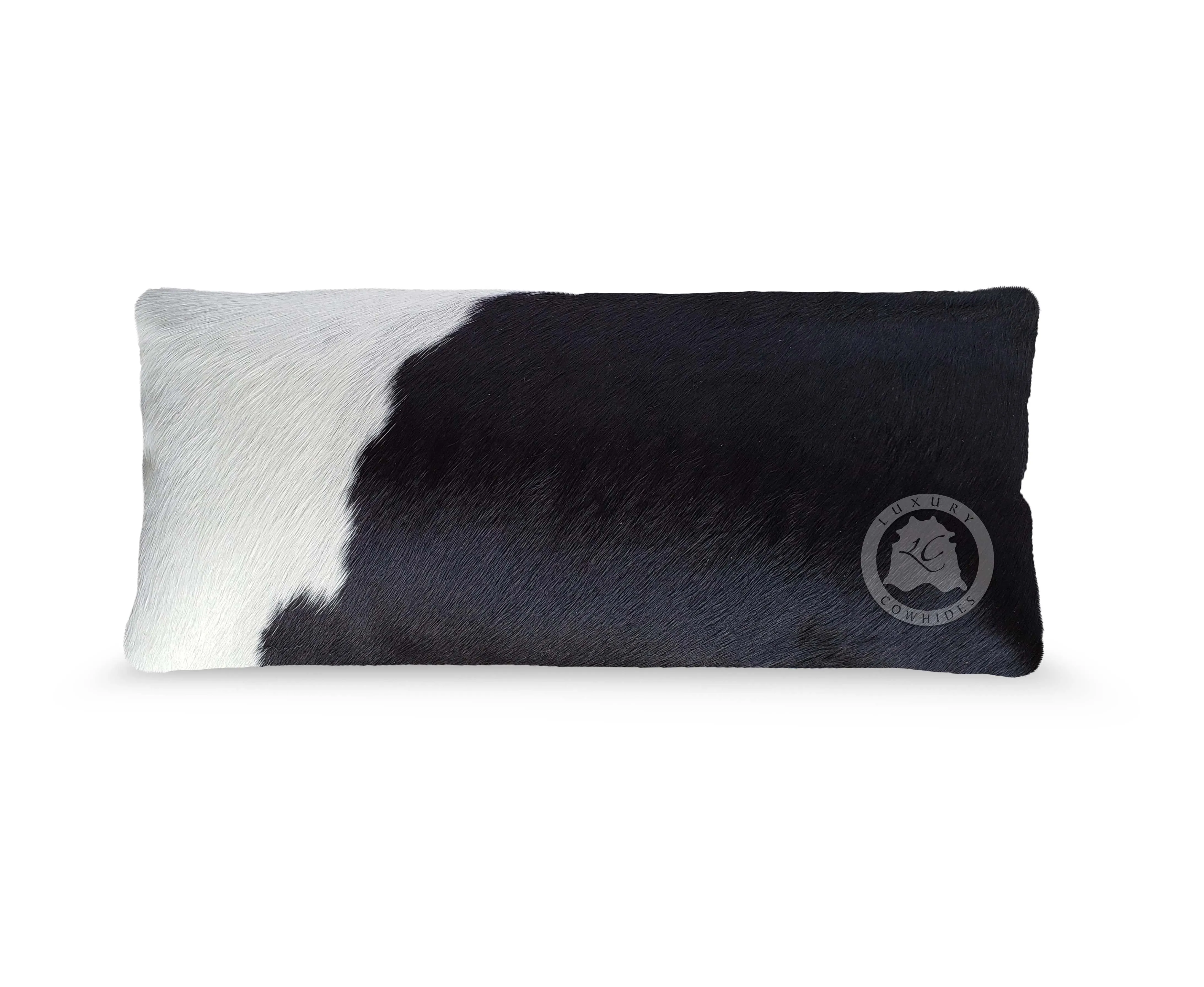 Black & White Cowhide Pillow Cover, 7" x 15"