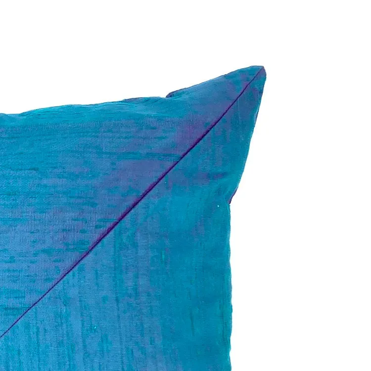 Blue Glam Dupioni Silk Throw Pillow Cover 20x20