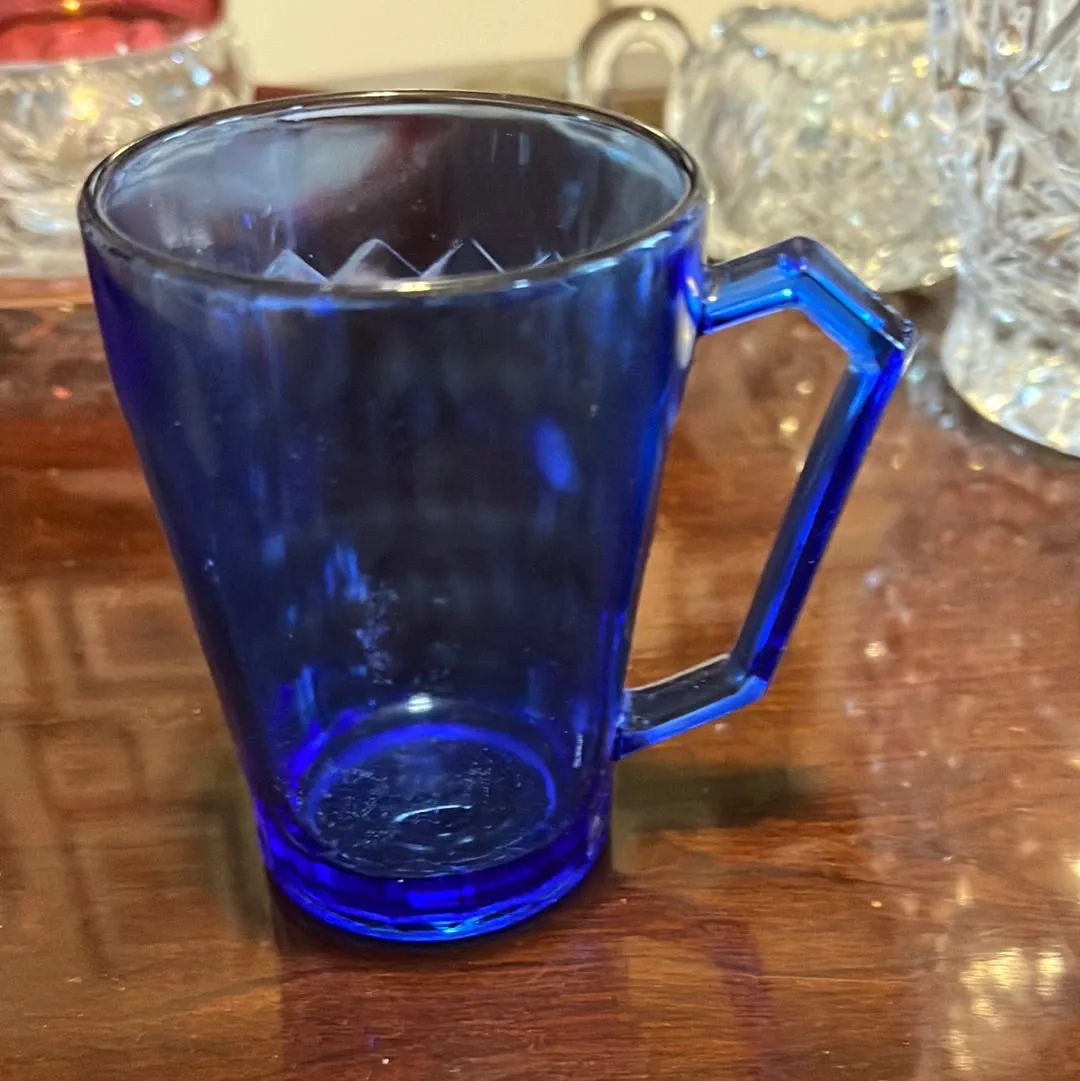 Blue Glass Cup with Handle