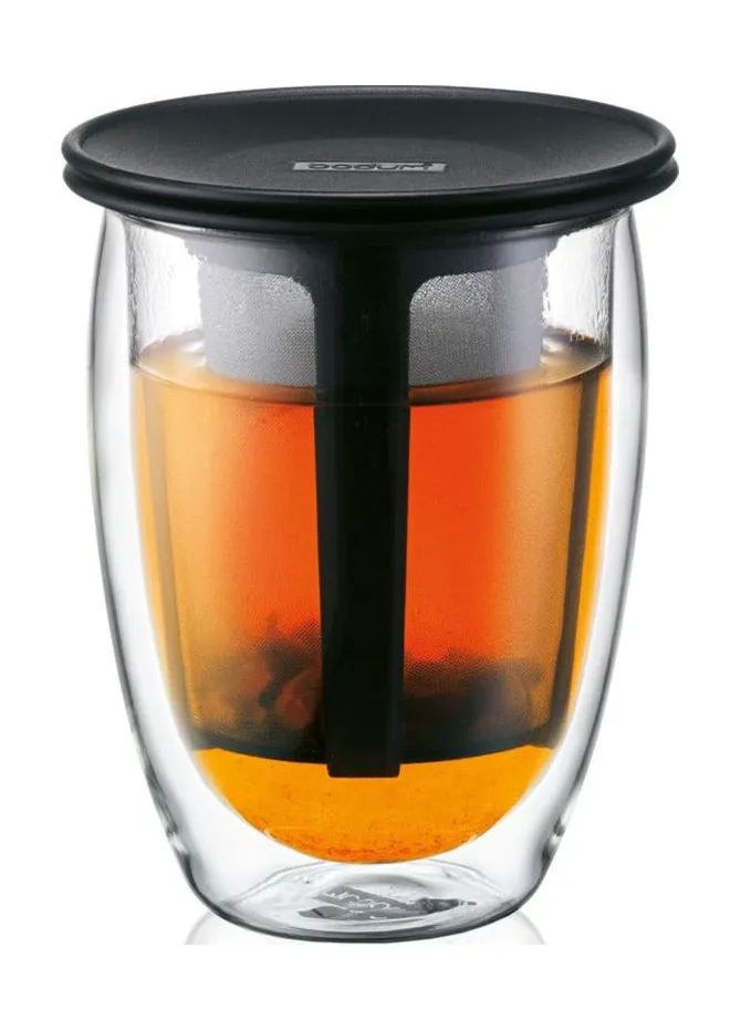 Bodum Tea For One Tea Glass With Filter Double Walled, Black