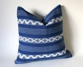 Bohemian Blue Pillow 20x20 / Blue Striped 20x20 Pillow / 20x20 Pillow Case / Blue 20x20 Pillow / Guatemalan Pillow Cover 20x20