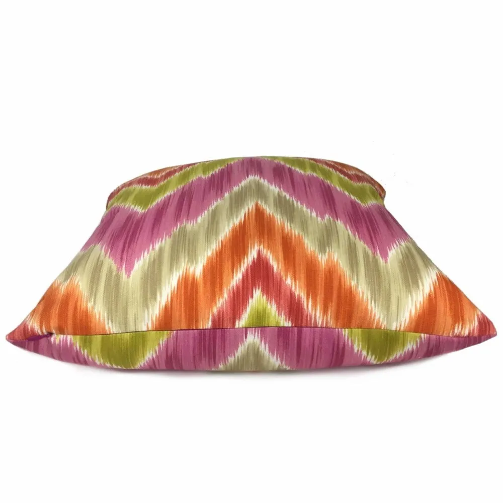 Bright Multicolor Ikat Chevron Cotton Print Pillow Cover