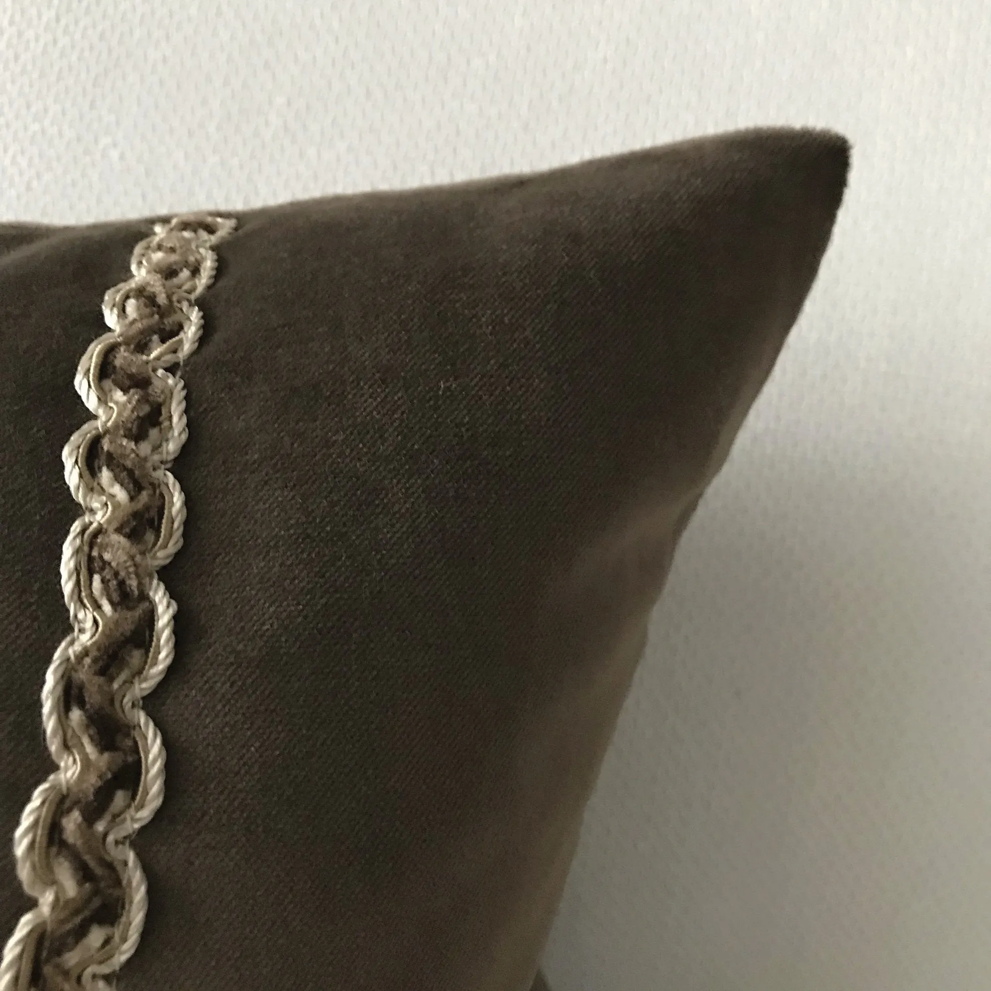 Brown Classic Velvet Border Trim Lumbar Pillow Cover 13x22