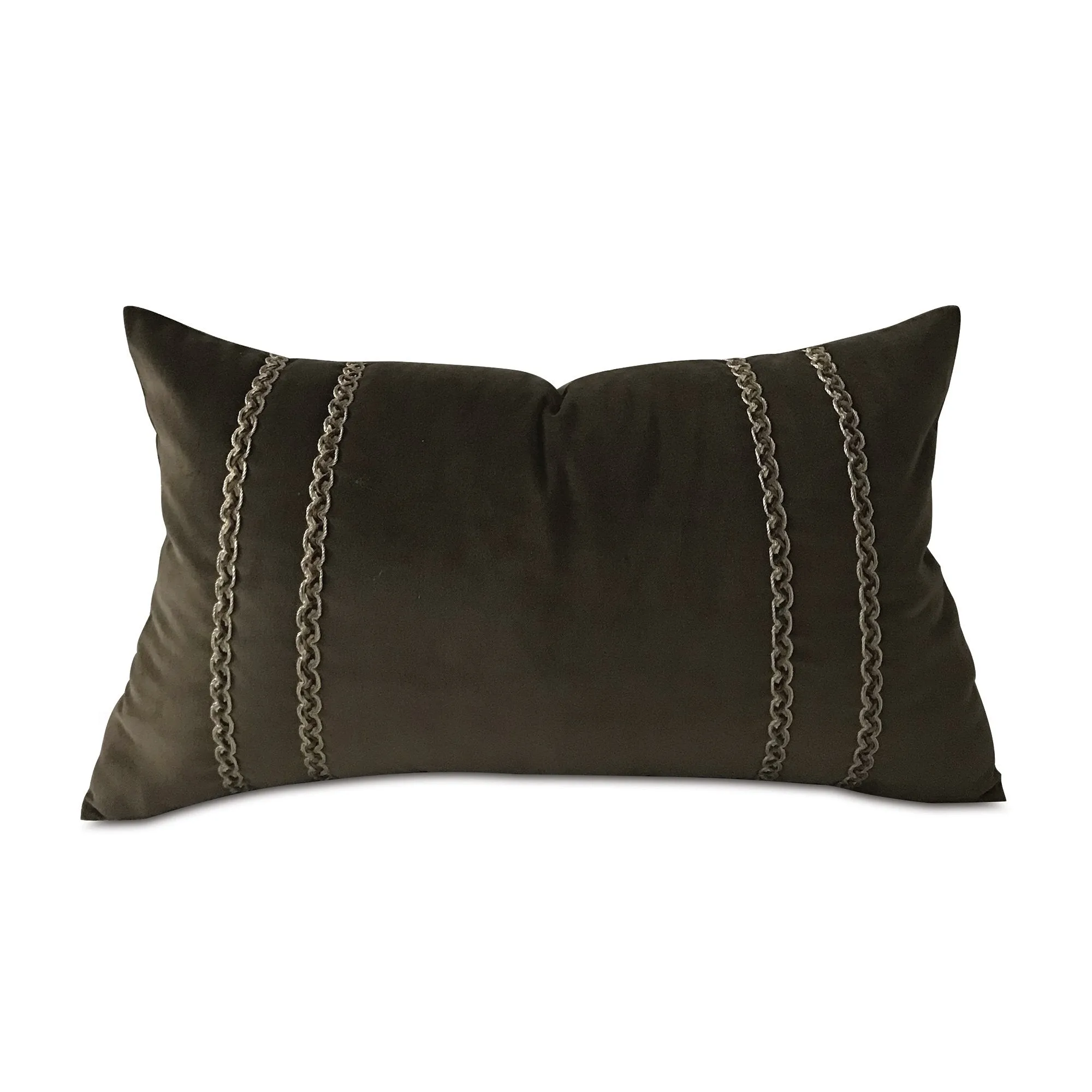 Brown Classic Velvet Border Trim Lumbar Pillow Cover 13x22