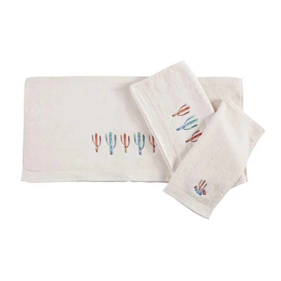 Cactus 8PC Bath Accessory and Cream Towel Set