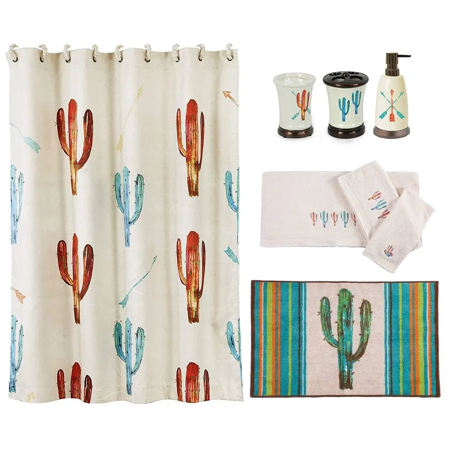 Cactus 8PC Bath Accessory and Cream Towel Set