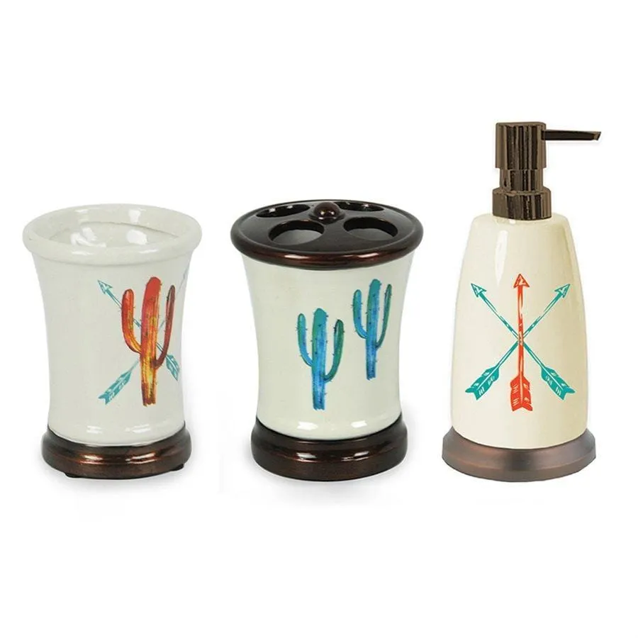 Cactus 8PC Bath Accessory and Cream Towel Set