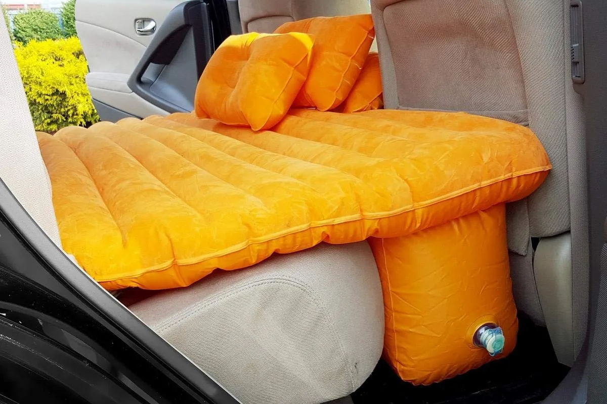 Car Bed Mattress with Two Air Pillows, CAR BED Inflatable Car Air Mattress with Pump (Portable) Travel, Camping