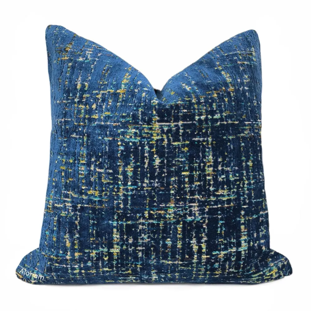 Cassidy Blue Tweed Textured Velvet Pillow Cover