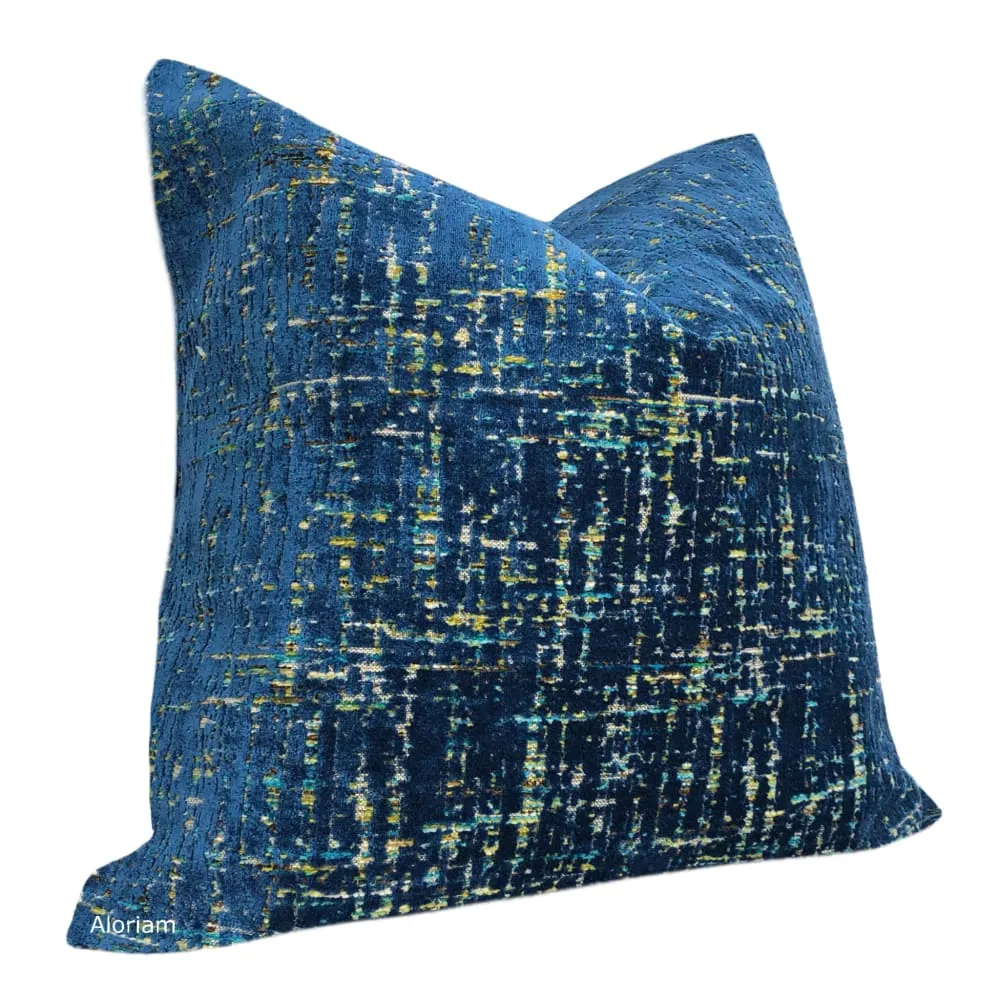 Cassidy Blue Tweed Textured Velvet Pillow Cover