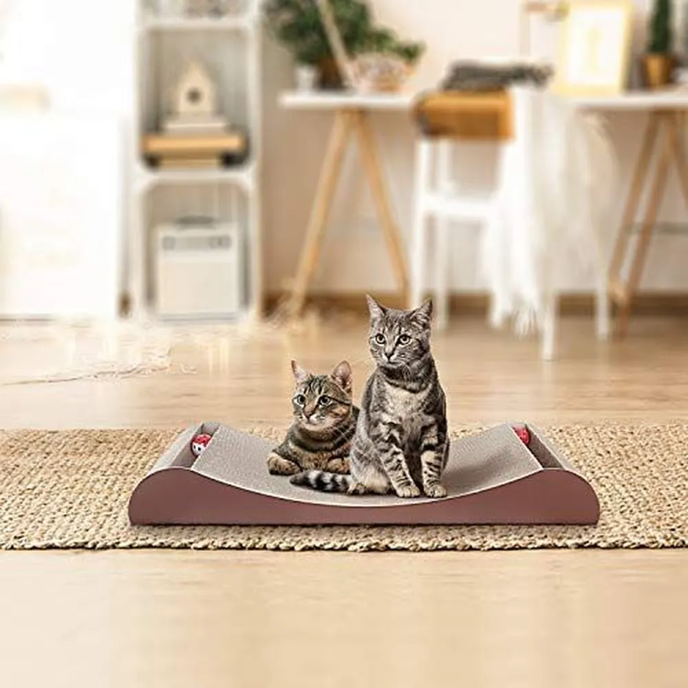 Cat Scratcher Cardboard Lounge Bed with Bell Ball Toy