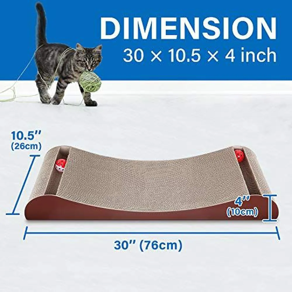 Cat Scratcher Cardboard Lounge Bed with Bell Ball Toy