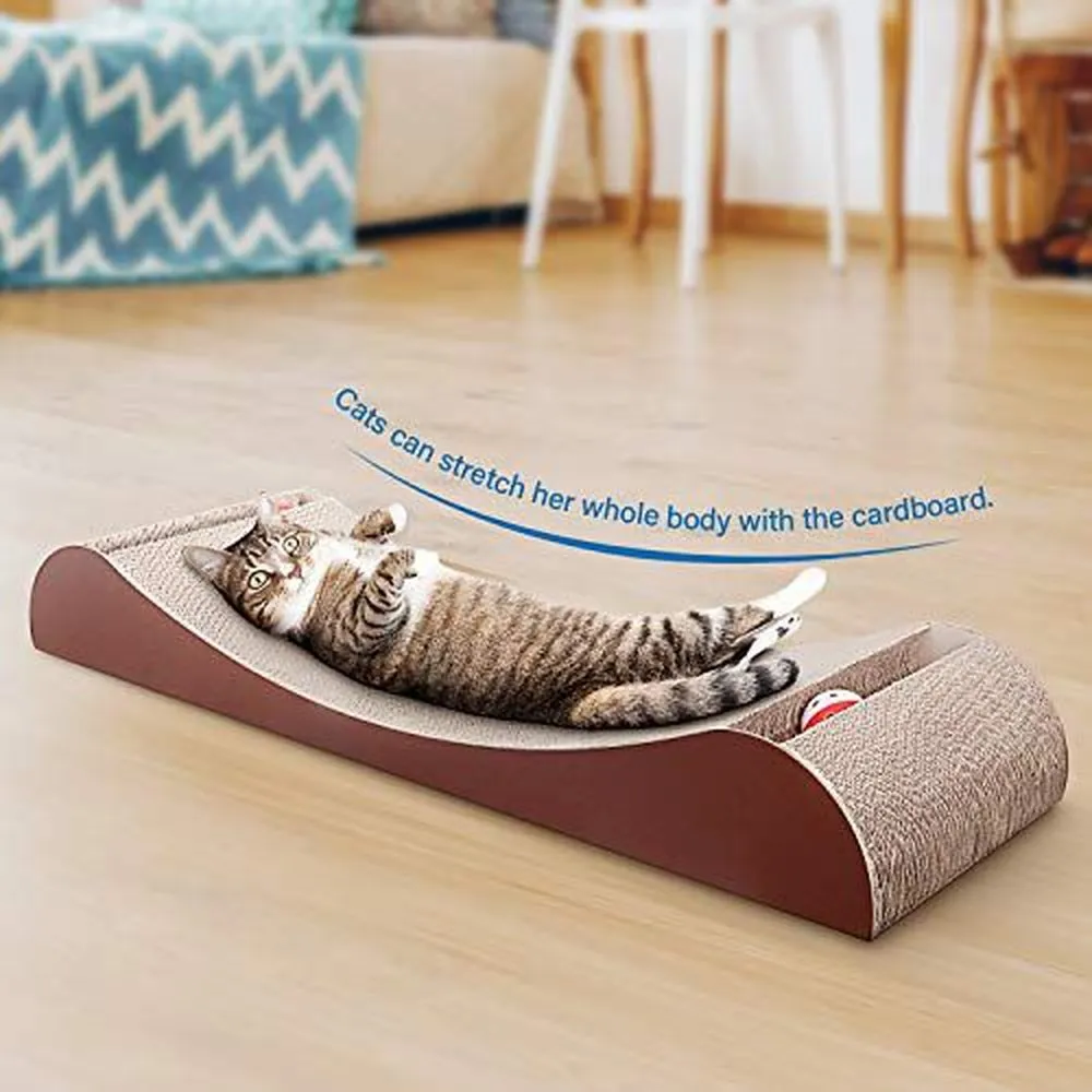 Cat Scratcher Cardboard Lounge Bed with Bell Ball Toy