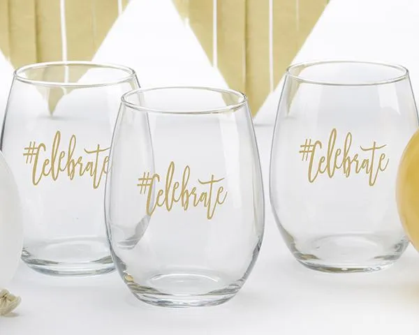 #Celebrate 15 oz. Stemless Wine Glass (Set of 4)