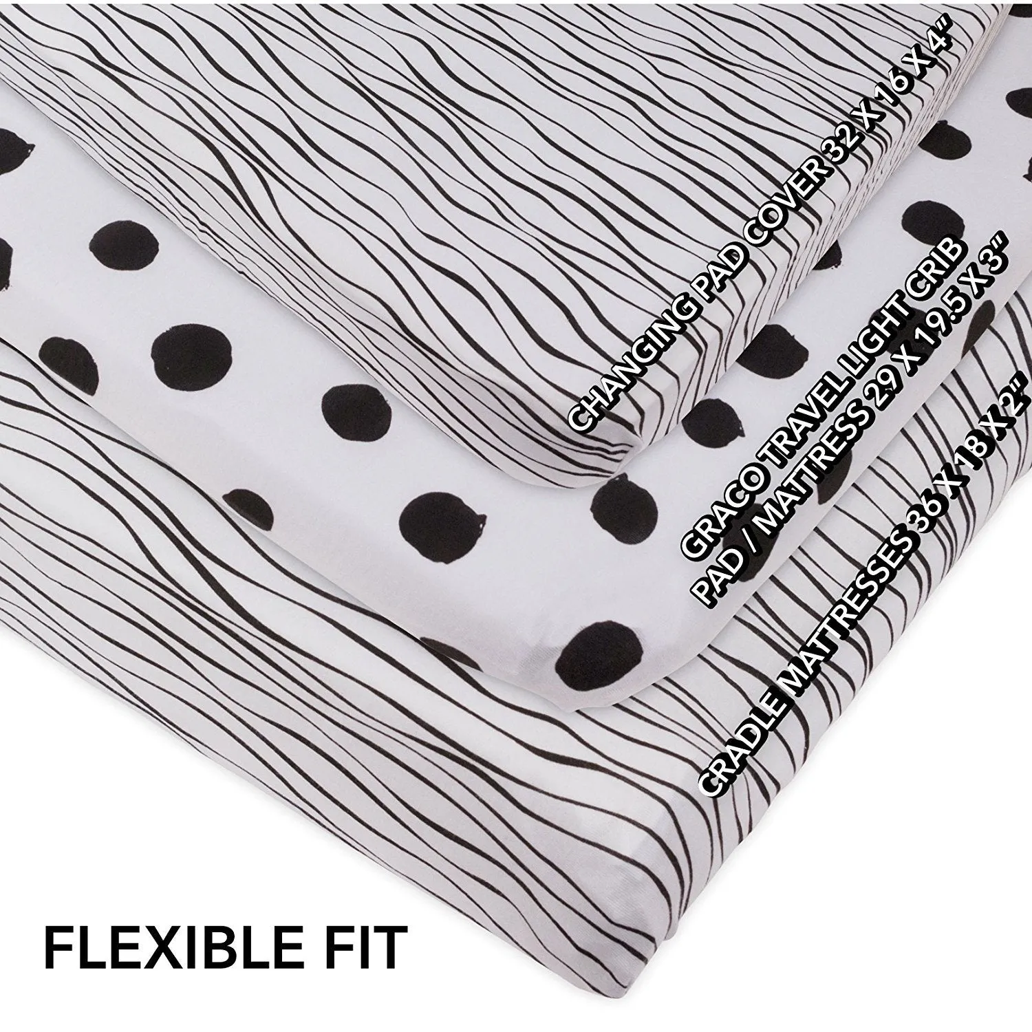 Changing Pad Cover | Cradle Sheet Set - Black & White Abstract