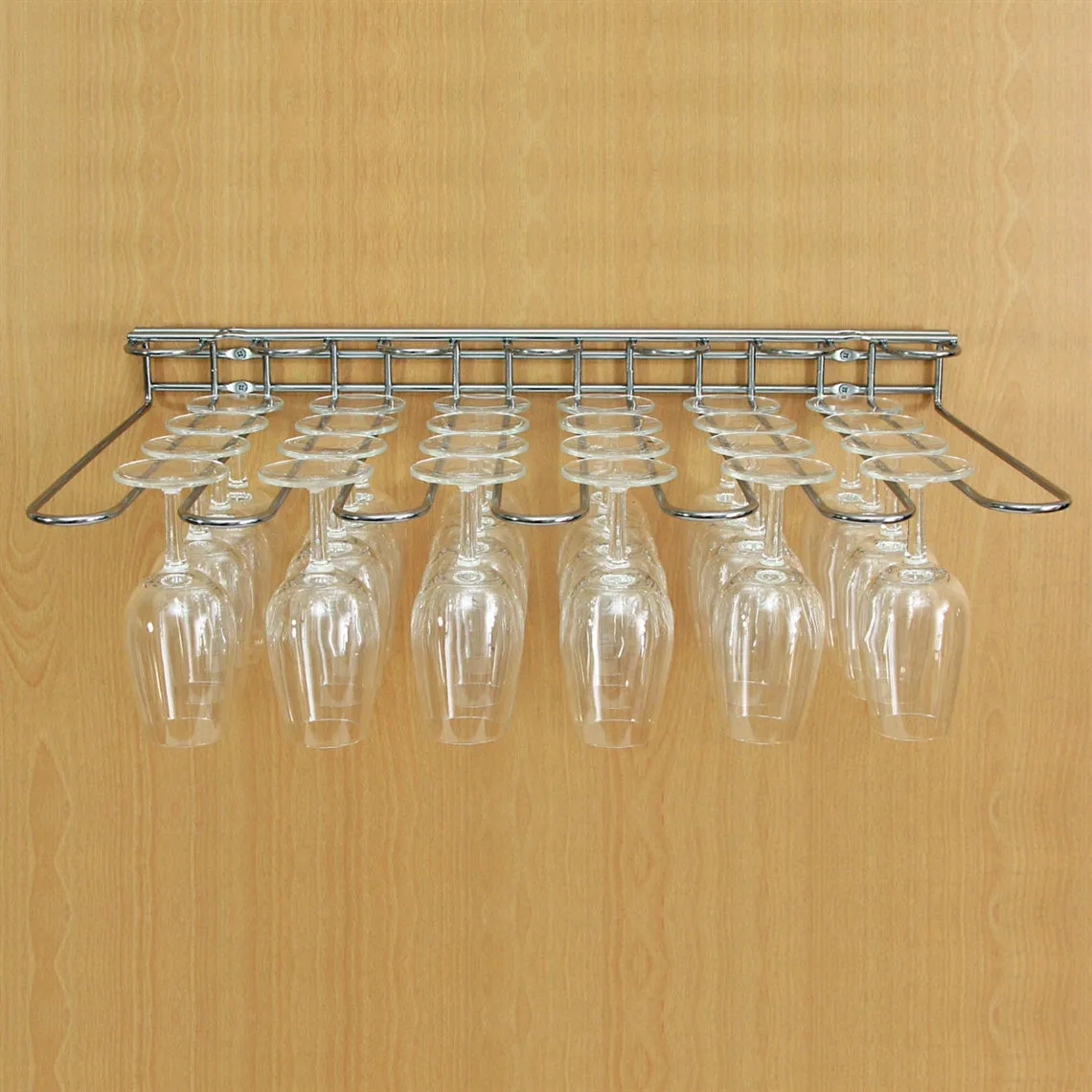 Chrome Plated Steel Wine Glass Hanging Rack - Dual Fix (Wall and Shelf)