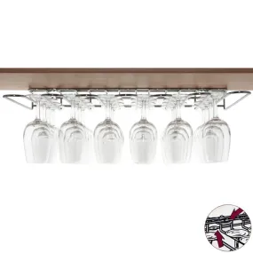 Chrome Plated Steel Wine Glass Hanging Rack - Dual Fix (Wall and Shelf)