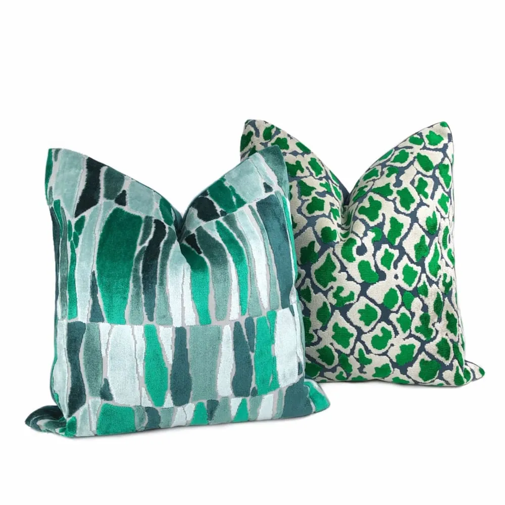 Coco Blue Green Leopard Velvet Pillow Cover