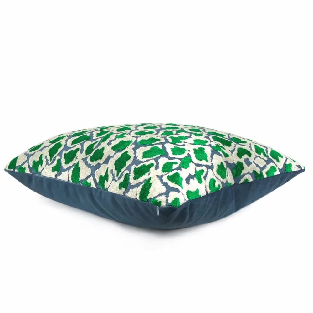 Coco Blue Green Leopard Velvet Pillow Cover