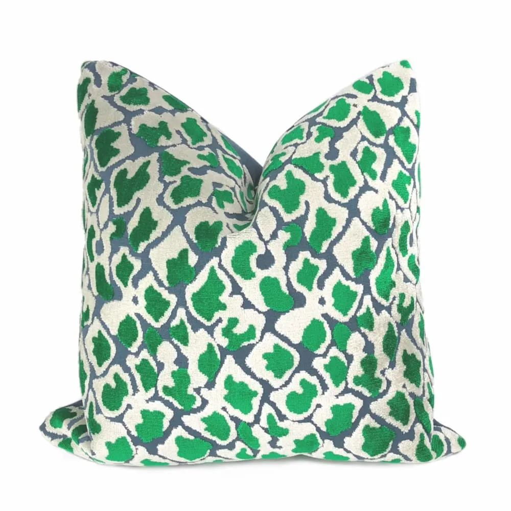 Coco Blue Green Leopard Velvet Pillow Cover