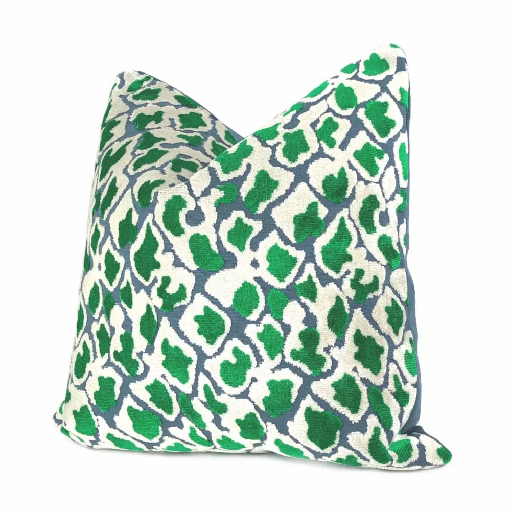 Coco Blue Green Leopard Velvet Pillow Cover