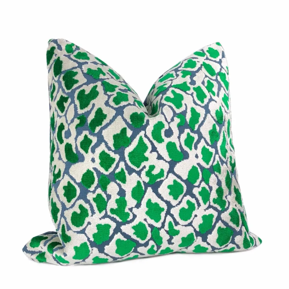 Coco Blue Green Leopard Velvet Pillow Cover