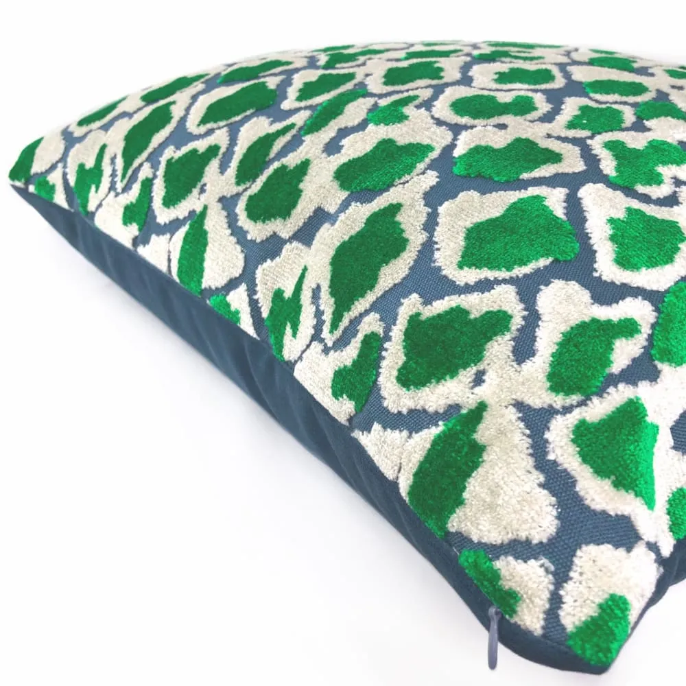 Coco Blue Green Leopard Velvet Pillow Cover