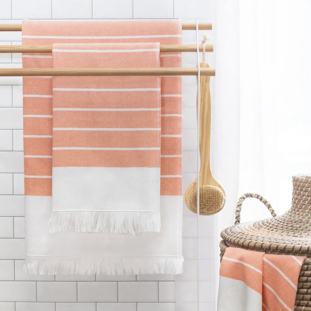 Coral Stripe Fouta Washcloth