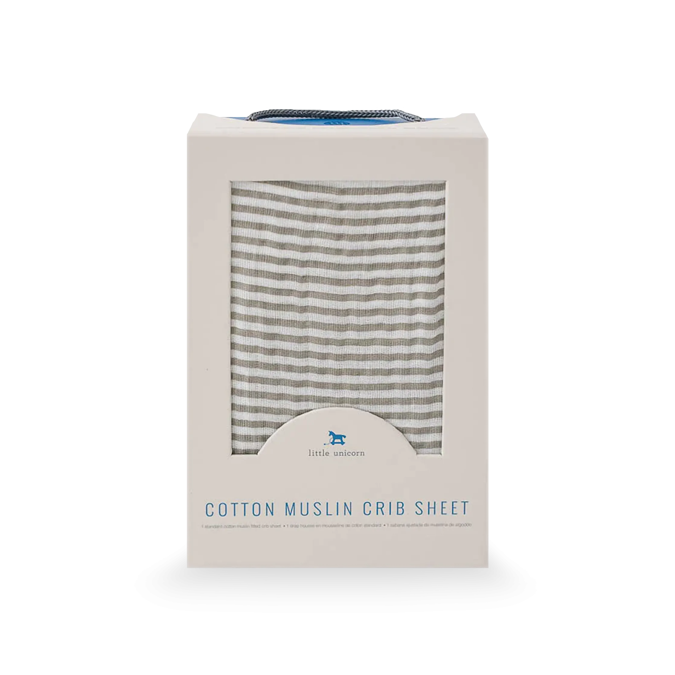 Cotton Muslin Crib Sheet - Grey Stripe