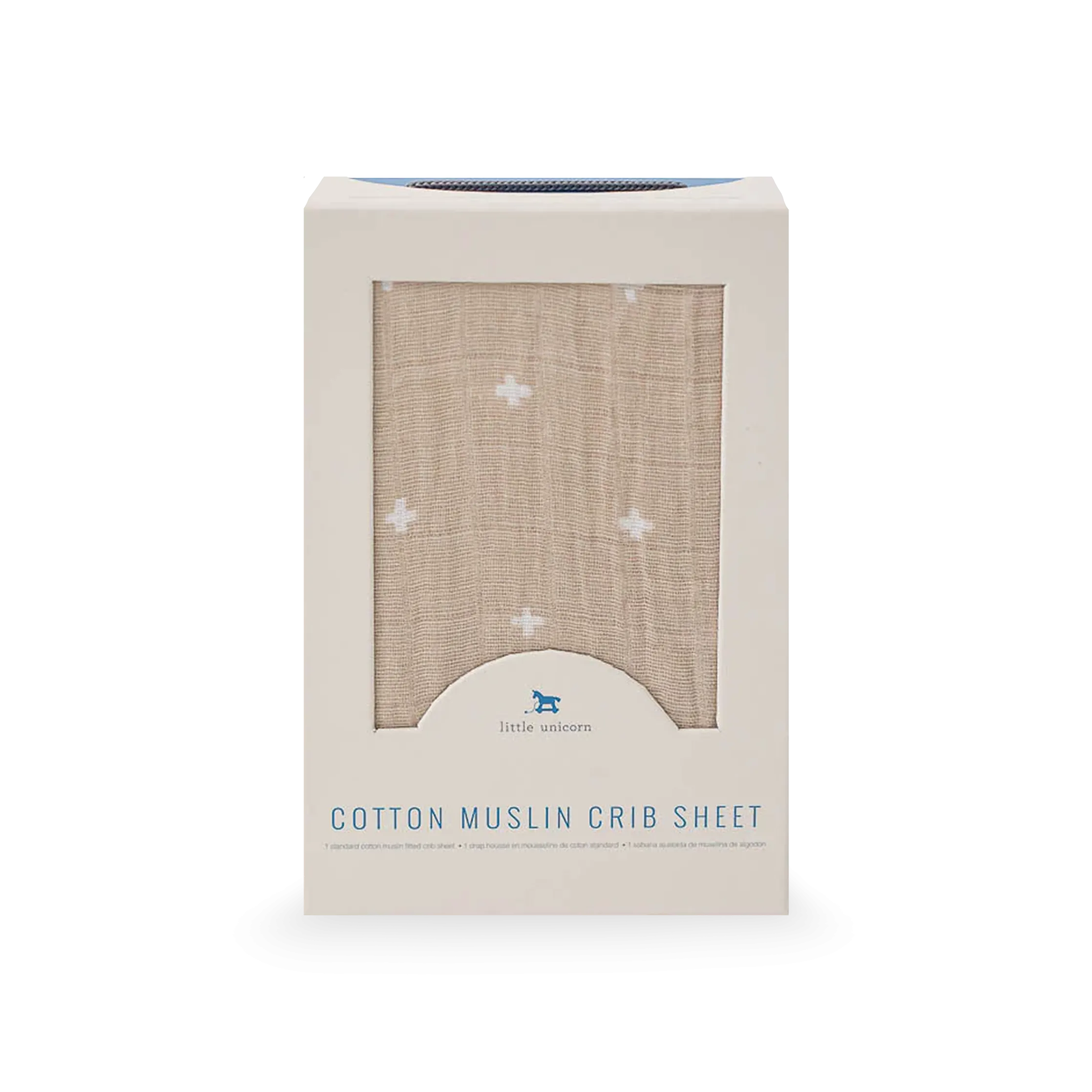 Cotton Muslin Crib Sheet - Taupe Cross