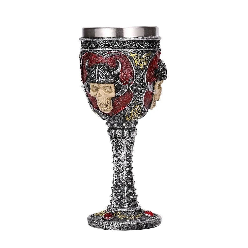 Cow Head Ghost Horrible Wine Glass with Stainless Steel and Resin / Vintage Style Bar Drinkware