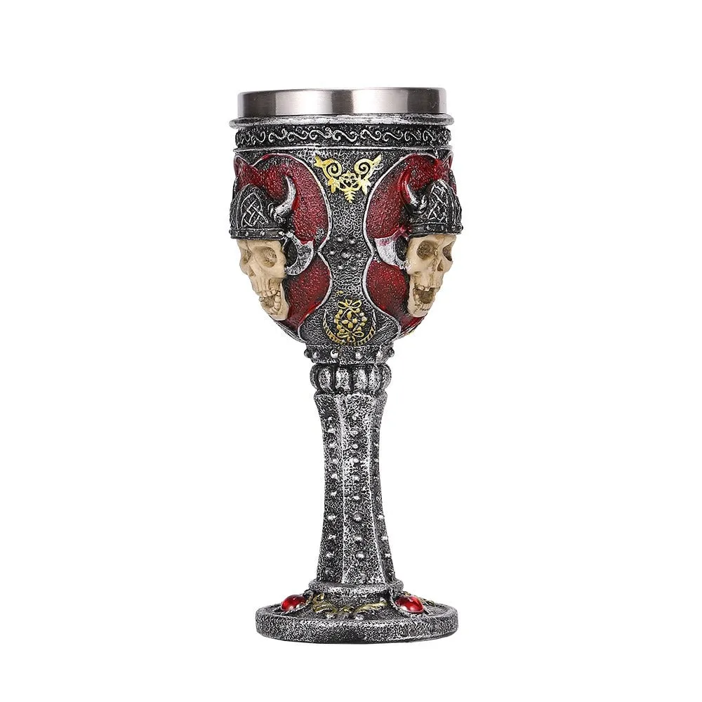 Cow Head Ghost Horrible Wine Glass with Stainless Steel and Resin / Vintage Style Bar Drinkware