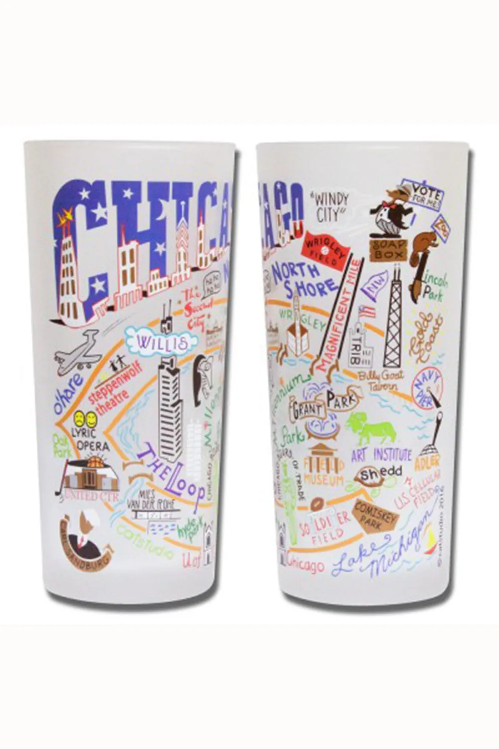 CS Frosted Glass Tumbler Cup - Chicago