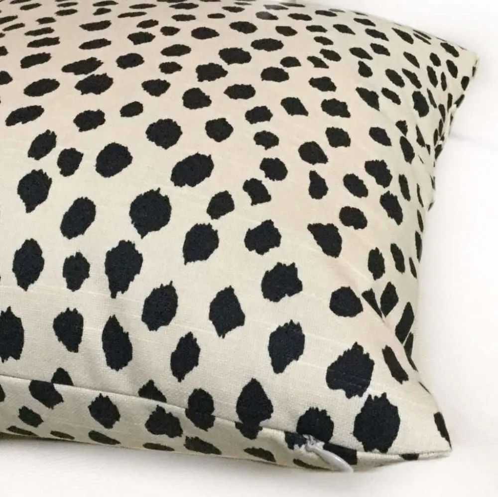 Dalmatian Dots Black Nude Beige Pillow Cover (Lacefield Designs Fabric)